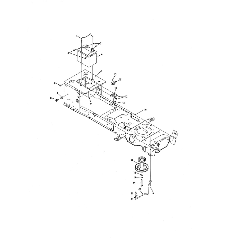 Frame/Battery/Pto Diagram and Parts List for 13RX90AR256  Cub Cadet Lawn Tractor
